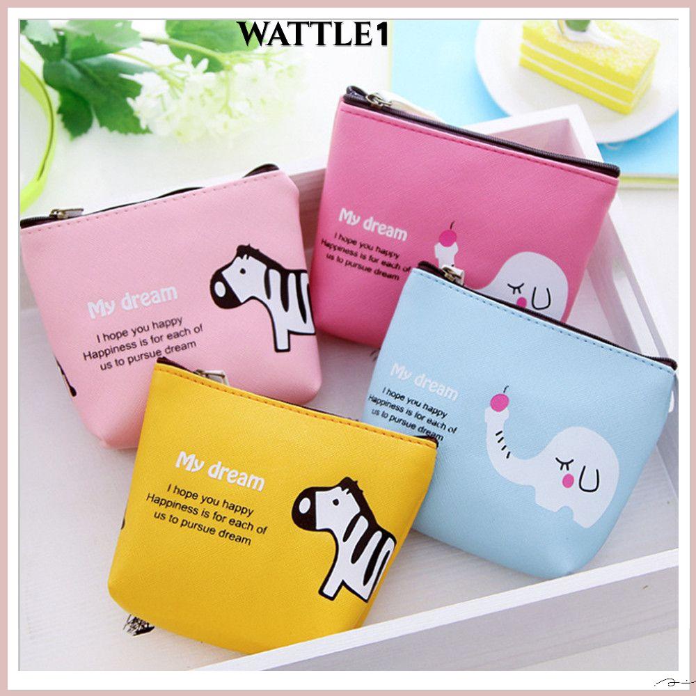 Wttle กระเป๋าสตางค์ ลายการ์ตูนม้าลาย ช้าง สัตว์ ของขวัญ