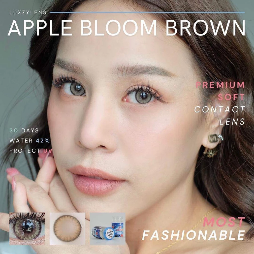 คอนแทคเลนส์(กลาง) Apple Bloom Brown / Gray (Luxzylens) ⭐️รุ่นตาประกายสวยสุดๆ