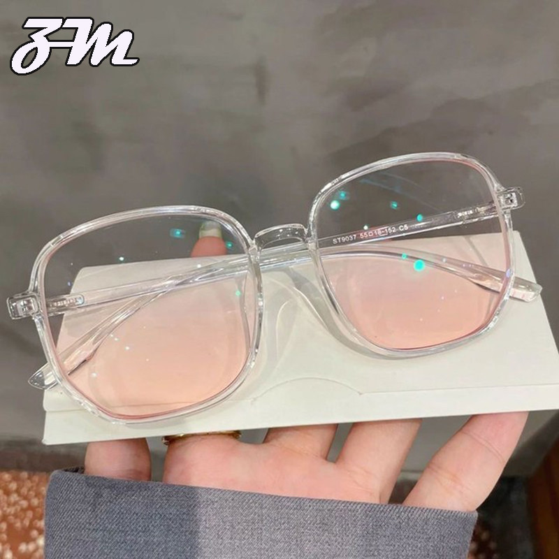 บลัชออนสีชมพู 👓ป้องกันแสงสีฟ้า👓แว่นตาป้องกันรังสี 100-250° แว่นตาผู้หญิงสายตาสั้น องศาที่มีอยู่ เทรนด์เวอร์ชั่นเกาหลี กรอบแว่นตาธรรมดา 509