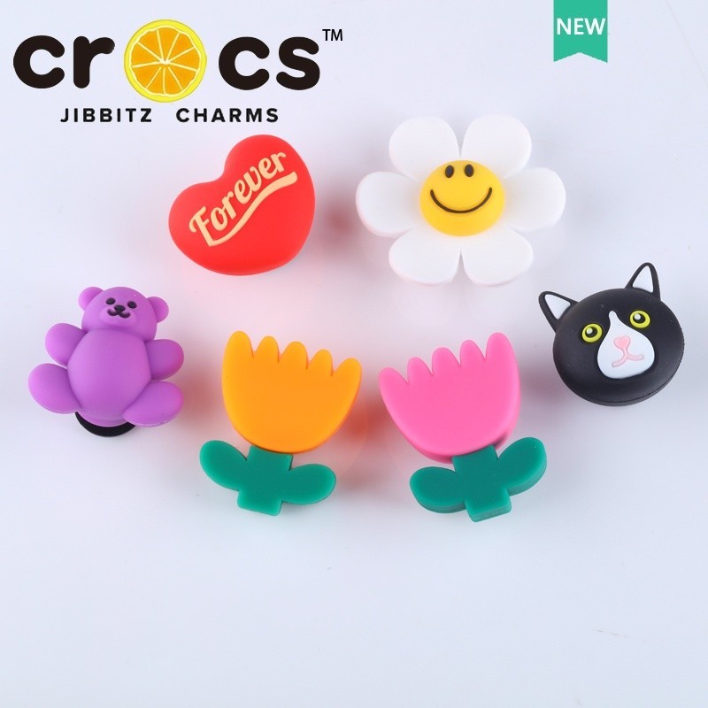 Wiggle wiggle jibbitz crocs charms หัวเข็มขัดรองเท้า ซิลิโคน Sunflower Bear Love อุปกรณ์รองเท้าน่ารั