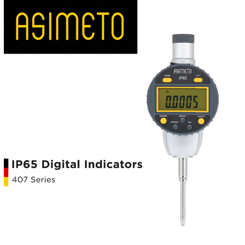 Asimeto ไดอัลเกจ ดิจิตอล (Digital Indicator) กันน้ำ IP65 Series 407 0-12.7 mm, 0-25.4 mm, 0-50.8 mm