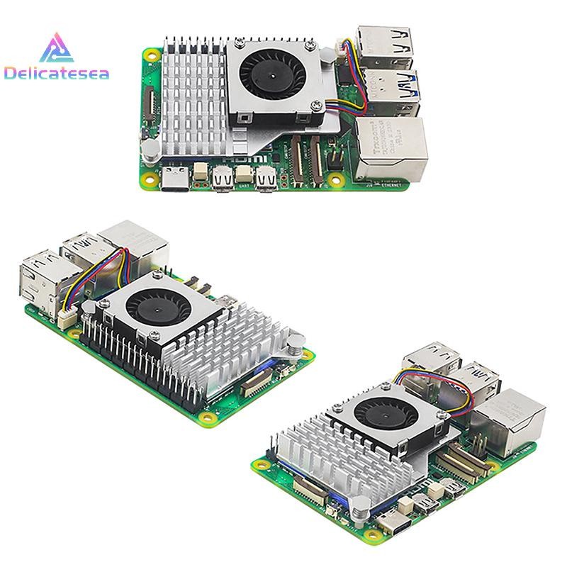 [Delicatesea] PWM พัดลมปรับความเร็วสีดําเงินสีฟ้าหม้อน้ําระบายความร้อนสําหรับ Raspberry Pi 5 Active Aluminium Heatsink ใหม่ - รูปที่ 2