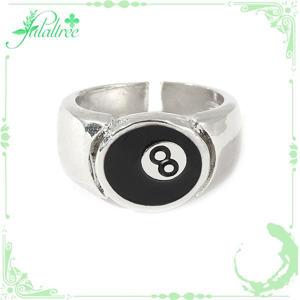 fulaltree8 Ball Pool Ball Ring บิลเลียดแหวนผู้ชายหมายเลขปรับได้สีดํา 8 แปดแหวนบิลเลียดสระว่ายน้ํา, ส