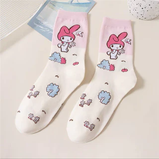 ถุงเท้า Four Seasons Cute All-Match Ladies Mid-Tube Japanese Sweet ins การ์ตูนอินเทรนด์