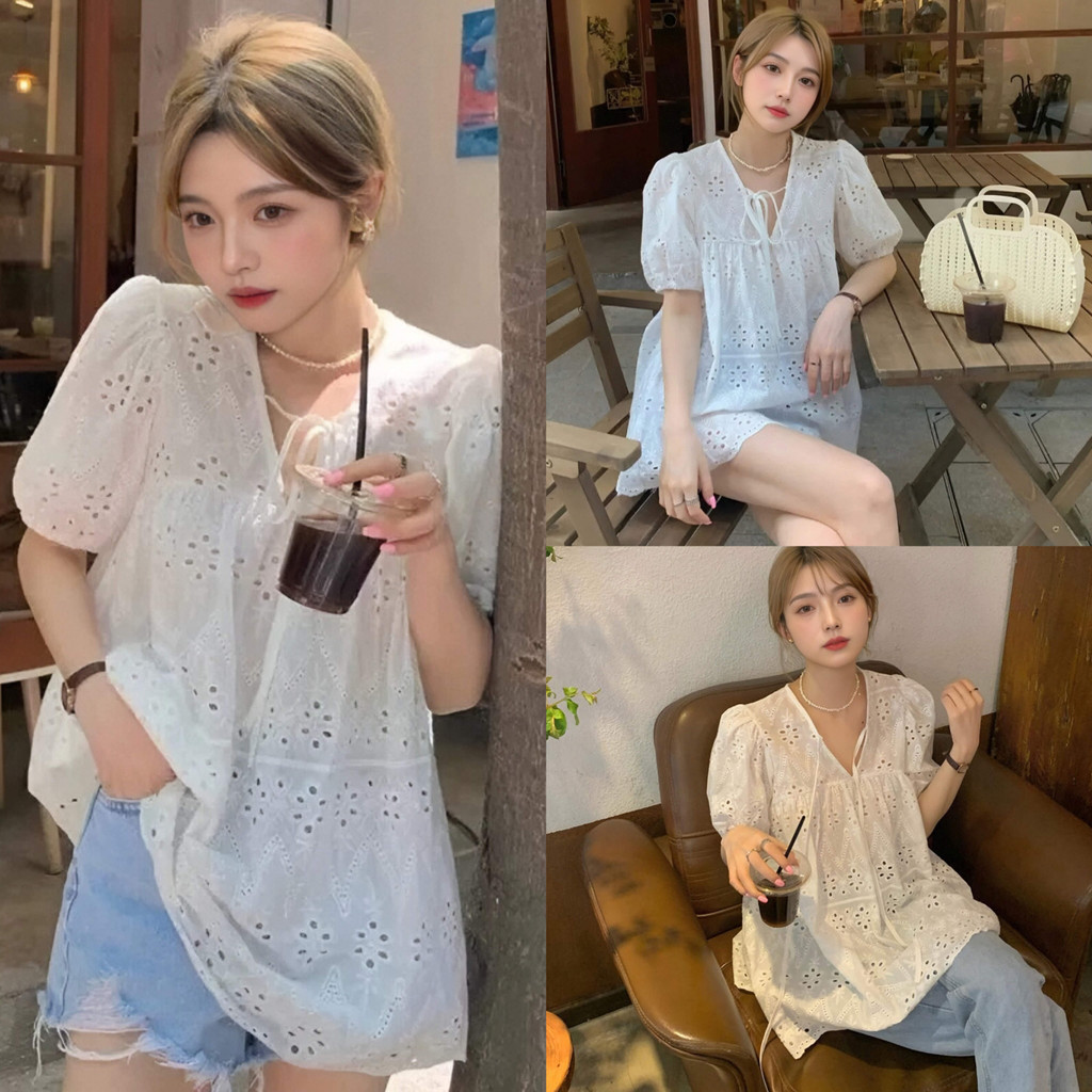 เสื้อเบลาส์ลูกไม้แขนตุ๊กตา ใส่แล้วดูสวยหวานและน่ารัก เหมาะกับทุกโอกาส