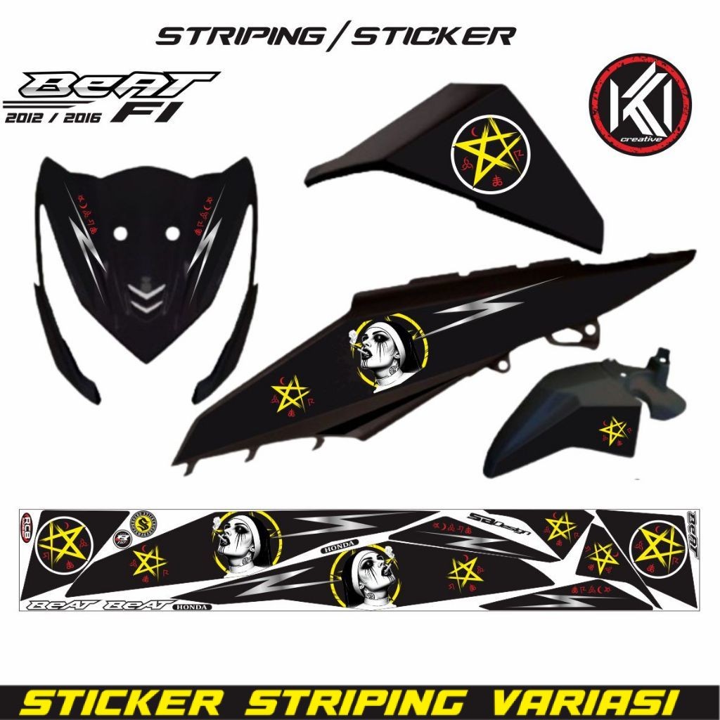 HONDA BEAT F1 MOTORCYCLE STRIPING STICKER 2012 2014 SIMPLE V STICKER MOTIF