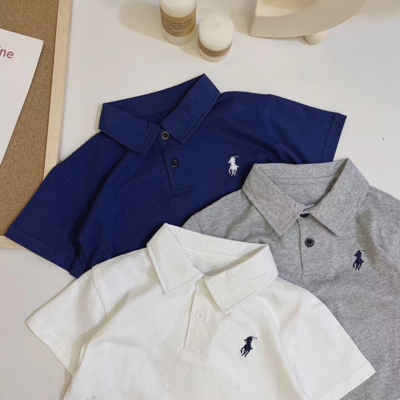 Kid Polo Shirt(7-50kg) Cotton Collar Short Sleeves Tops Fashion เย็บปักถักร้อยเสื้อผ้า Unisex Summer Simple Wear ราคา ถูกที่สุด ดีลบีเคเค แกลเลอรีภาพที่ 5