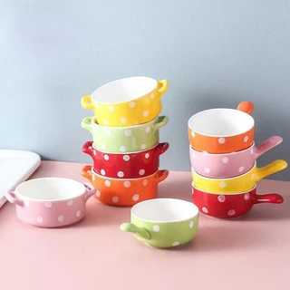 ถ้วยน้ำจิ้มเซรามิค มี2หู และมีด้ามจับ น่ารัก มี 5 สีให้เลือก