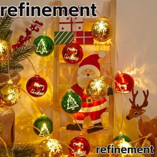 Refinement สายไฟหิ่งห้อย LED 10 ดวง รูปดาว บอล หลอดไฟ ยาว 1.5 เมตร สําหรับตกแต่งต้นคริสต์มาส ปาร์ตี้