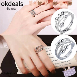 Okdeals แหวนลูกปัดกลวง บรรเทาความวิตกกังวล สําหรับผู้หญิง และผู้ชาย