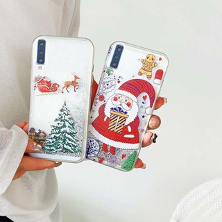 Ybd เคสโทรศัพท์มือถือ ลายต้นคริสต์มาส ซานตาคลอส กวาง มีทรายไหล สําหรับ Samsung Galaxy A20 A30 M10S A20S A7 2018 A750