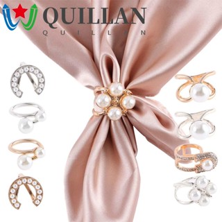 Quillan แหวนติดผ้าพันคอ ประดับไข่มุกเทียม ทรงเรขาคณิต สําหรับผู้หญิง