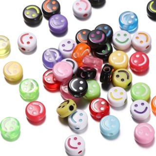 ลูกปัดหน้ายิ้มอะคริลิค 50ชิ้น 9.5มม. สีสันสดใส สำหรับทำสร้อย…