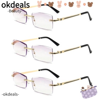 Okdeals แว่นตาอ่านหนังสือ กรอบสี่เหลี่ยม ป้องกันแสงสีฟ้า สไตล์คลาสสิก เรียบง่าย สําหรับสํานักงาน