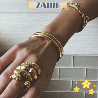 Zaijie24 แหวนเปิด สร้อยข้อมือ สเตนเลส 18K สไตล์แฟชั่น สําหรับผู้หญิง