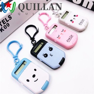 Quillan เครื่องคิดเลข ปุ่มแบตเตอรี่ พวงกุญแจบางเฉียบ อุปกรณ์นักเรียน ขนาดเล็ก เครื่องเขียน ขนาดพกพา