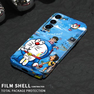 เคสโทรศัพท์มือถือแบบแข็ง ทรงสี่เหลี่ยม ลายโดราเอมอนน่ารัก สําหรับ Samsung Galaxy S23 Plus Ultra S22 S21 S20 FE Note9 Note 10 Plus Pro