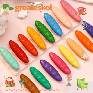 Greateskol ดินสอสีพลาสติก 12/24/36 สี ดินสอสีพลาสติก ล้างทําความสะอาดได้ คุณภาพสูง ลบได้ ไม่สกปรกมือ รูปถั่วลิสง ภาพวาดสีน้ํามัน แท่งเครื่องเขียน