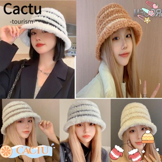 Cactu หมวกบีนนี่ ผ้ากํามะหยี่ขนนิ่ม หนา กันความหนาว ให้ความอบอุ่น แฟชั่นฤดูใบไม้ร่วง และฤดูหนาว สไตล์ชาวประมง สําหรับผู้หญิง