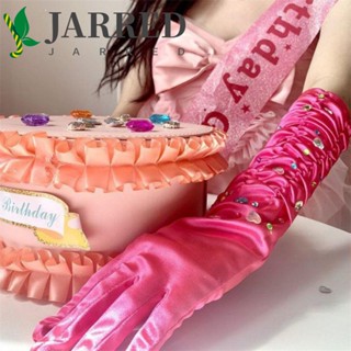 Jarred ถุงมือสีชมพู จับจีบ เพชร อุปกรณ์ประกอบฉากถ่ายภาพหวาน เต้นรํายาว INS