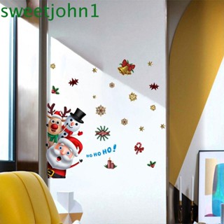 Sweetjohn สติกเกอร์ติดผนัง กระดิ่ง พวงมาลัย ตกแต่งบ้าน เครื่องประดับคริสต์มาส ร้านค้า ซูเปอร์มาร์เก็ต ประตู คริสต์มาส ตกแต่ง