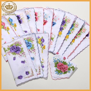 Han ผ้าเช็ดหน้า ผ้าฝ้าย ขนาด 28x28 ซม. สําหรับเด็กวัยหัดเดิน 6 ชิ้น
