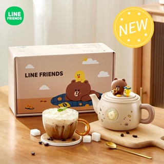 Graby2023line FRIENDS ชุดกาน้ําชาเซรามิค ขนาดใหญ่ จุของได้เยอะ ลายดอกไม้ สําหรับครัวเรือน