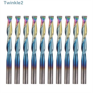 Twinkle ชุดดอกเร้าเตอร์เอ็นมิล CNC ก้านแบน 1/8 นิ้ว แบบเกลียว 3.175*22 * 39 มม. 10 ชิ้น