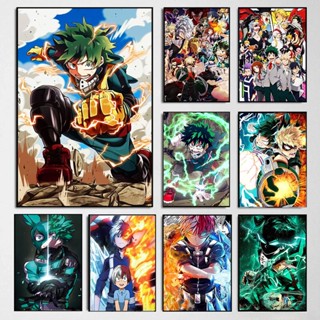 โปสเตอร์ผ้าใบ พิมพ์ลายการ์ตูน My Hero Academia สุดเท่ สําหรับตกแต่งบ้าน ห้องเด็กผู้ชาย