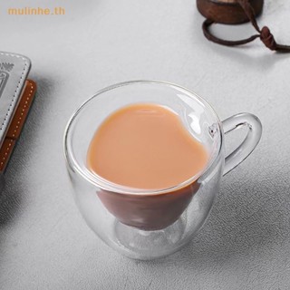 Mulinhe แก้วกาแฟใส รูปหัวใจน่ารัก สองชั้น 50 100 260 มล. สําหรับบ้าน ปาร์ตี้ 1 ชิ้น