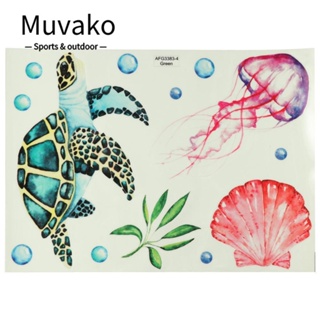 Muvako สติกเกอร์พีวีซี ลายปลาทะเล เรืองแสงในที่มืด กันน้ํา ลอกออกได้ สําหรับติดตกแต่งผนังห้องน้ําเด็ก