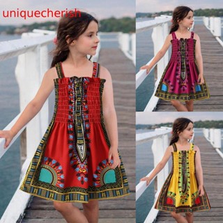 【Unique】ชุดเดรสเจ้าหญิง Ankara แขนกุด สไตล์ดั้งเดิม สําหรับเด็กผู้หญิง