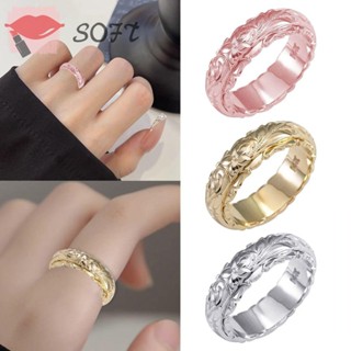 Softness แหวนหมั้น สเตนเลส 925 ลายดอกไม้ หรูหรา ไซซ์ 9-11 ของขวัญวันครบรอบ สําหรับงานแต่งงาน 3 ชิ้น