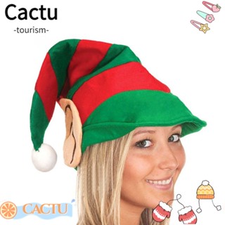 Cactu หมวกซานต้าคลอส สีแดง และสีเขียว ทนทาน สําหรับปาร์ตี้คริสต์มาส 1 ชิ้น