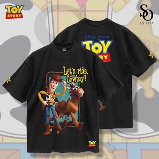 SO.BEST เสื้อยืดนายอำเภอ Disney Woody Toy story Hiptrack Rare Special Cotton สกรีนหน้า-หลัง สีเฟดดำ ลิขสิทธิ์แท้ดิสนีย์