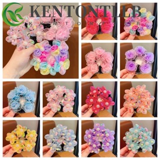 Kentontllb เด็ก ตาข่ายซาลาเปา ตาข่ายสีรุ้ง ดอกไม้ ผมหางม้า น่ารัก ลูกปัด Scrunchies บัลเล่ต์ ซาลาเปา เส้นก๋วยเตี๋ยว เด็ก / เด็กผู้หญิง