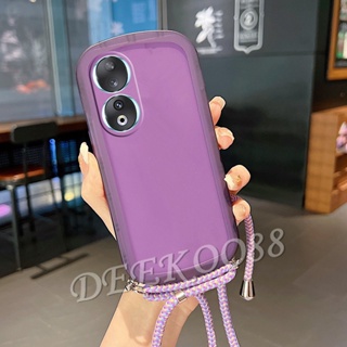 เคสโทรศัพท์มือถือ แบบนิ่ม พร้อมสายคล้องคอ สีพื้น สําหรับ Honor 90 Lite Pro 5G Honor90 90Lite Honor90Lite 2023