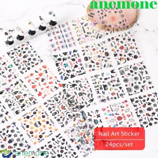 Anemone สติกเกอร์ ลายฟักทอง กะโหลก ฮาโลวีน สําหรับตกแต่งเล็บ DIY