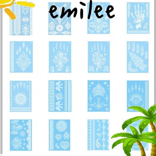 Emilee สติกเกอร์รอยสัก เฮนน่า ลูกไม้ สีขาว แขนดอกไม้ สีดํา สําหรับตกแต่งร่างกาย งานแต่งงาน ปาร์ตี้