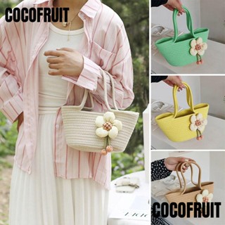 Cocofruit กระเป๋าช้อปปิ้ง ผ้าฝ้าย ลายดอกไม้ แฟชั่นฤดูร้อน