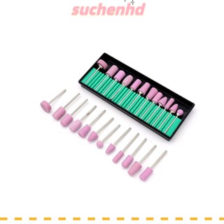 Suchenhd 12 ชิ้น ดอกเจียร หินเจียร สีชมพู ชุดหัวเจียร หัวเจียรเซรามิค