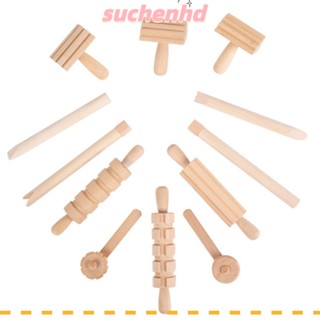 Suchenhd ชุดเครื่องมือดินน้ํามันไม้ 12 แบบ อุปกรณ์เสริม สําหรับทําแป้งโดว์ DIY 12 ชิ้น