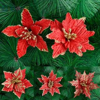 ⭐NEW ⭐Christmas Large Poinsettia/Glitter Flower Tree Hanging Party Xmas Decor