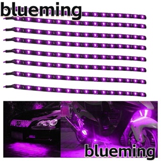 Blueming2 แถบไฟ LED กันน้ํา สีม่วง สําหรับรถยนต์ รถมอเตอร์ไซด์ 8 ชิ้น