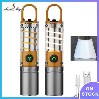 ✿Cheerfulhigh✿ ไฟฉาย LED 4 โหมด หรี่แสงได้ 1000LM Type C ชาร์จ USB สําหรับตั้งแคมป์ ตกปลากลางแจ้ง ฉุกเฉิน ✿