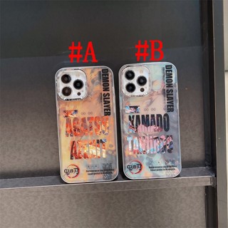 เคสแข็ง เคสไอโฟน iPhone 14 Pro Max iPhone 13 Pro Max iPhone 12 Pro Max iPhone 11 Cartoon นักล่าปีศาจ Demon Slayer คามาโดะ ทันจิโร่ Kamado Tanjirou &amp; Agatsuma Zenitsu Electroplated Frame Design Hard Case