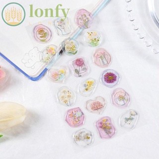 Lonfy สติกเกอร์ตราประทับขี้ผึ้งใส ลายดอกไม้ สไตล์วินเทจ สําหรับตกแต่งสมุดภาพ DIY 36 ชิ้น