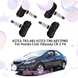 อะไหล่เซนเซอร์วัดความดันลมยางรถยนต์ TPMS แบบเปลี่ยน สําหรับ Honda Civic Odyssey CR-Z Fit 42753-TR3-A81 42753-TR0-A81 4 ชิ้น