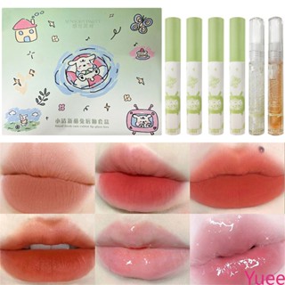 6 ชิ้น Little Rabbit Lip Glaze Set Matte Velvet Lip Glaze น้ำ Glossy นักเรียน Party Premium Lip แต่งหน้าของขวัญกล่อง yuee