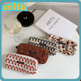 Zelth กระเป๋าดินสอ ผ้าลูกฟูก ลายดอกไม้ สร้างสรรค์ สําหรับใส่เครื่องเขียน